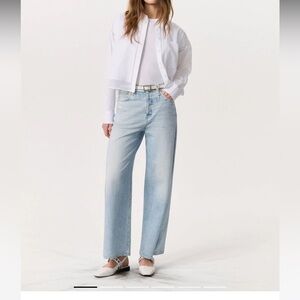 Miramar Sofie High Waist Ankle Wide Leg Terry Sweatpant Jeans Meadowblue 25